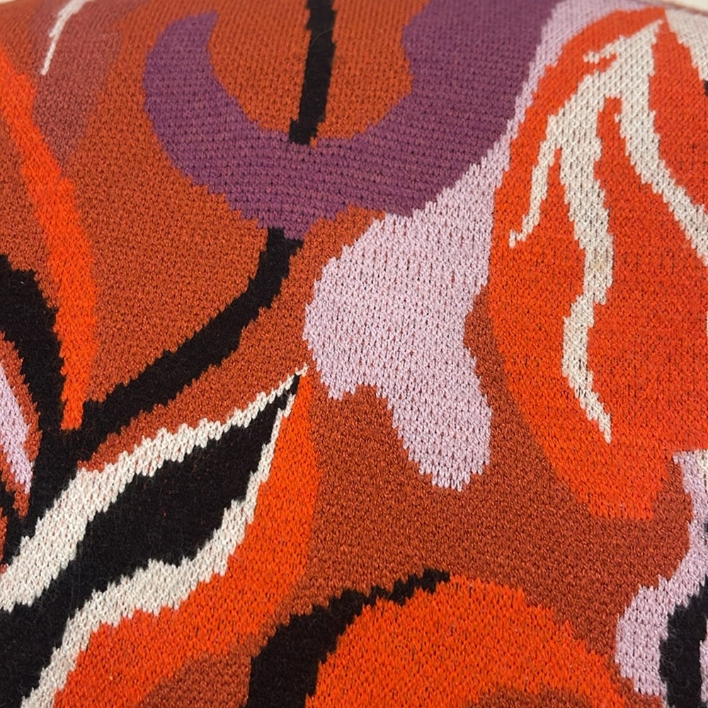 Anthrpolgie Floral Patterned Sweater - Orange and Purple SZ Medium - Picture 4 of 8
